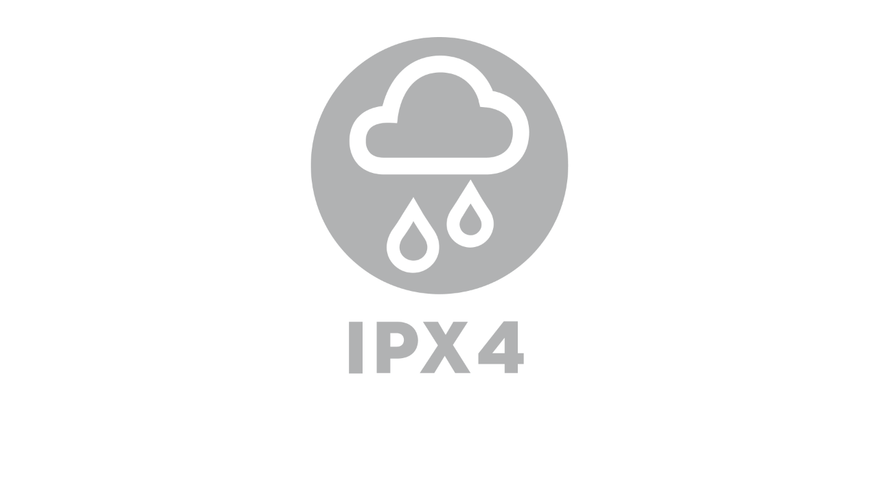 Εικονίδιο με ένα σύννεφο βροχής, από κάτω εμφανίζεται η ένδειξη «IPX4»